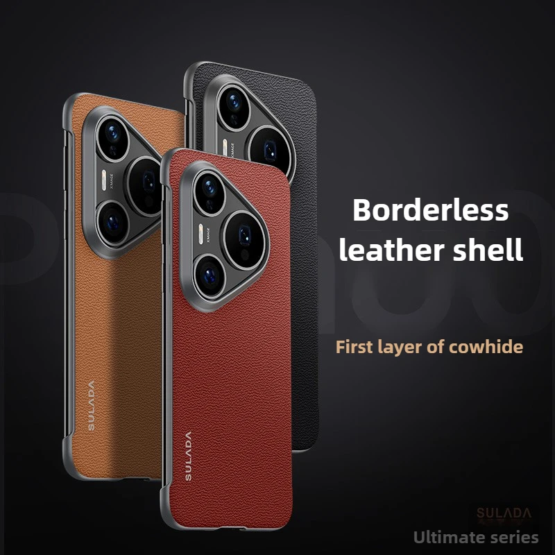 

Genuine Leather Frameless for Huawei Pura 80 Ultra Case Ultra-thin heat-dissipating phone case for Huawei Pura80 70 Pro SULADA