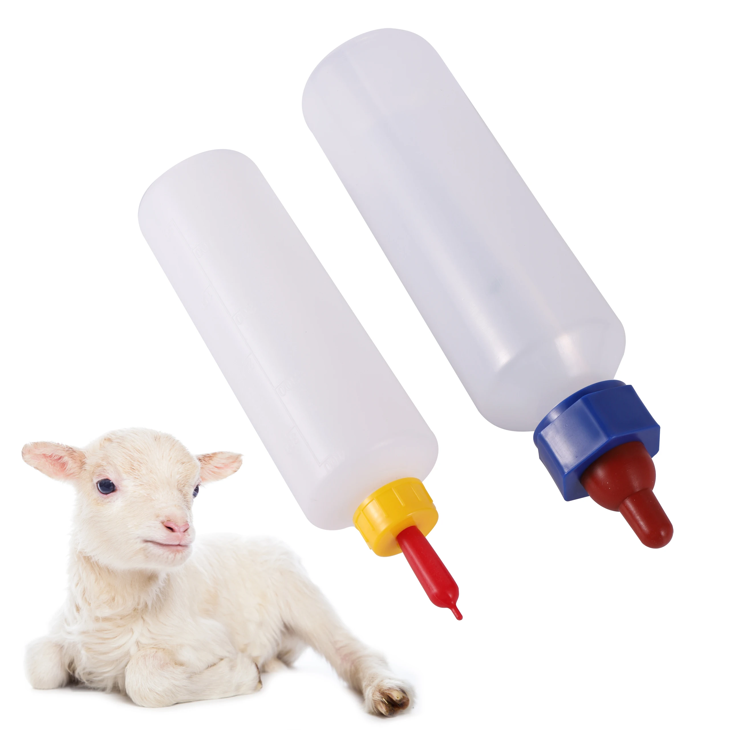 2Pcs/lot Lamb Milking Bottle Nipple Drinker Plastic Piglet Sheep Goat Feeding Waterer 400/500ML Capacity Nursery Veterinary Tool