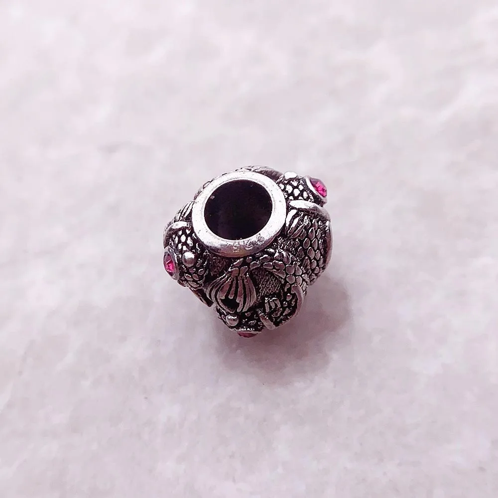 Koralik Koi Fish Fine Jewelry Vintage 925 Sterling Silver prezent talizman dla kobiet mężczyzn — zdjęcie 4