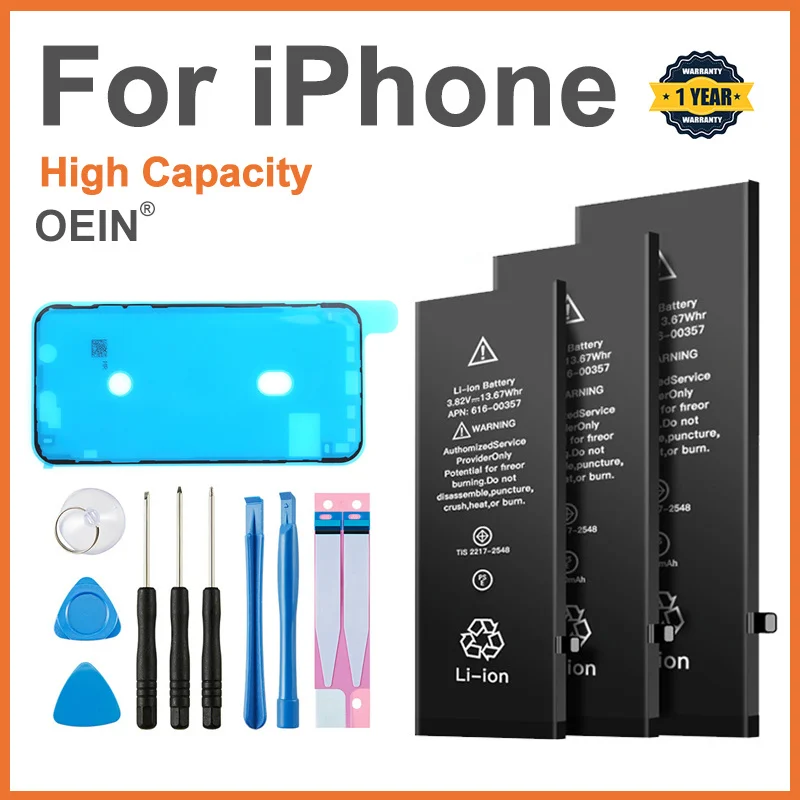 High Capacity Battery For iPhone 5S SE 5 6 6S 7 8 11 Plus X XR XS XSMAX Phone Replacement Batteries Warranty Free Tools