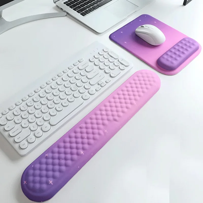 Keyboard Wrist Rest Pad Set Soft Memory Foam Mouse Pad Wrist Support Cushion Pain Relief Ergonomic Computer Mousepad for Office