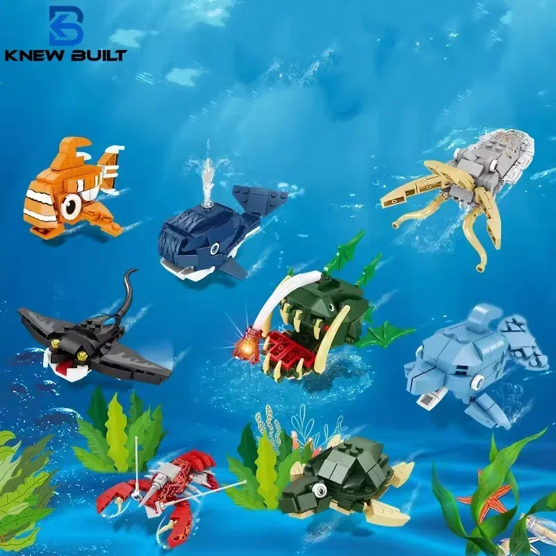 Manta Ray Colorful Ocean Creature Model Building Blocks Toys Easy Assembly Pocket-Sized Fun Ideal Holiday Gift for Kids Birthday