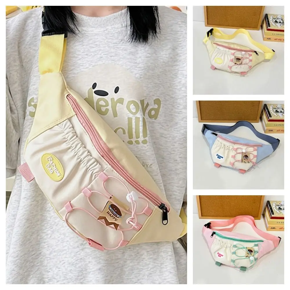 

Casual Girly Crossbody Chest Bag Nylon Japanese Style Running Waist Bag Color Contrast Waterproof Phone Pouch Jogging