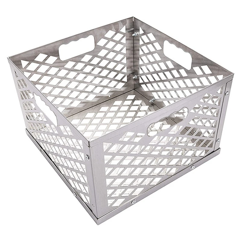 1 Piece Silver 5279338P04 Stainless Steel Offset Smoker Charcoal Firebox Basket Silver Charcoal Basket