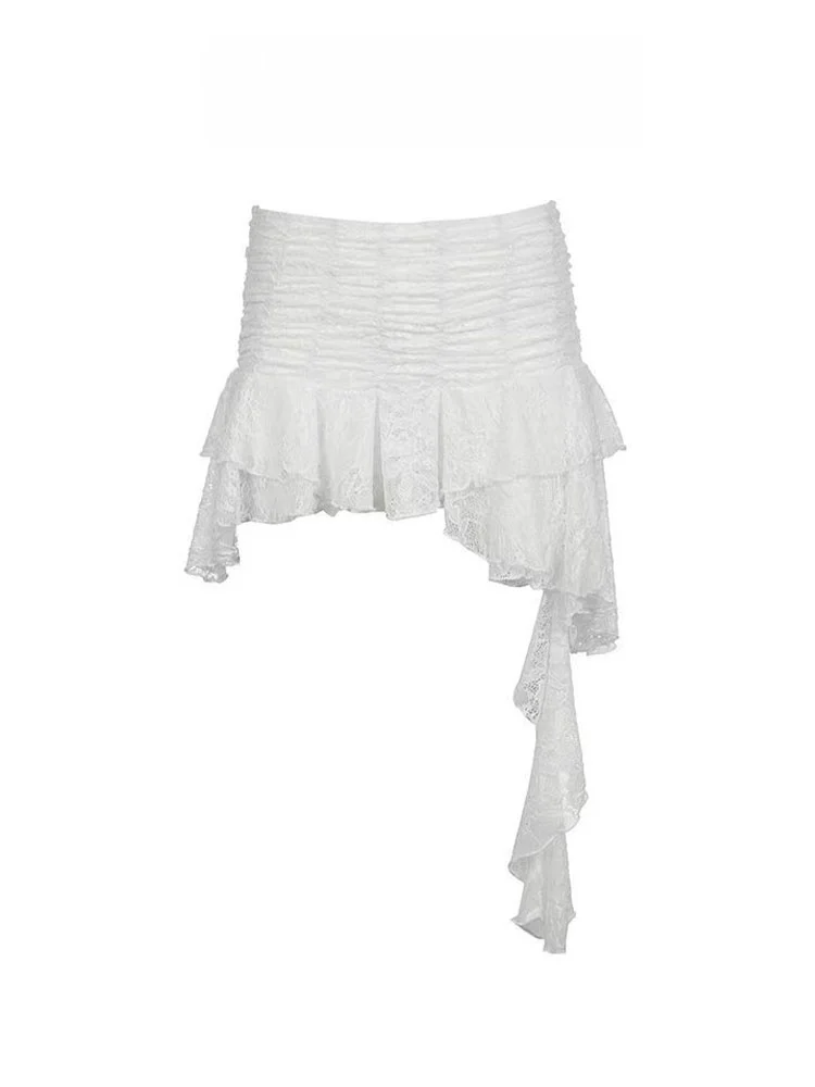 

Юбка из нерегулярного кружева Spicy Girl, женская весенне-летняя дизайнерская юбка трапециевидной формы с высокой талией, юбка для поездок на работу