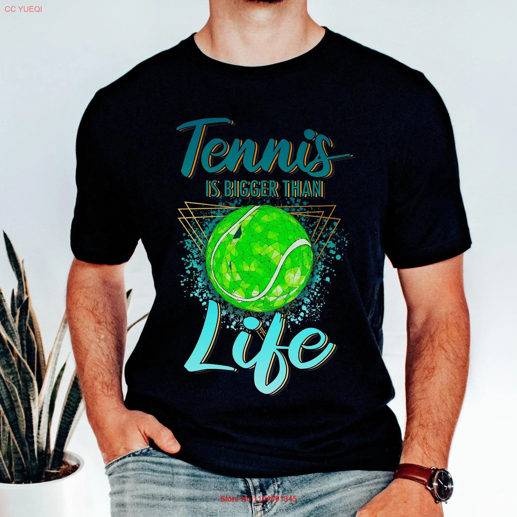 Tennis Bigger Than Life T shirt Crew Club Game Day long or short sleeves