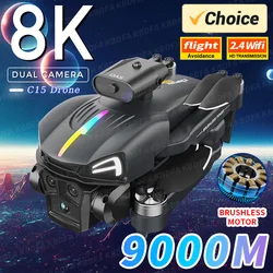 C15 Mini Drone Triple Camera 8K Professional 4K WIFI FPV Obstacle Avoidance Four Axis Folding RC Aerial Photography Sell Apron