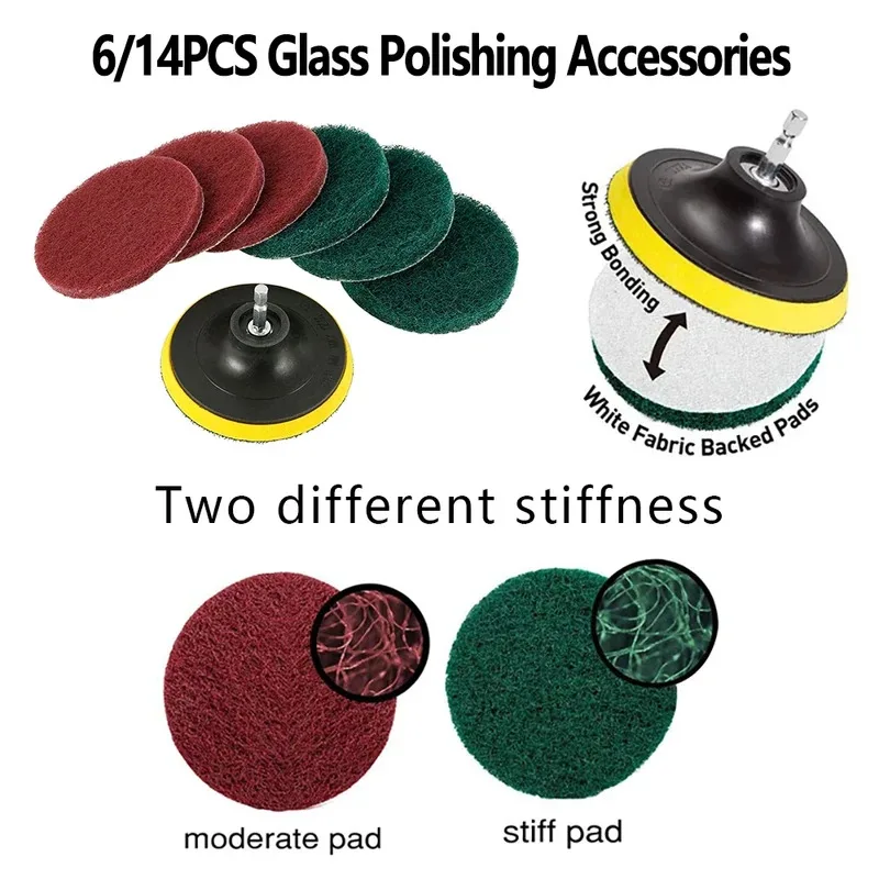 

Power Scrubber Scouring Pad Rotary Tool Fitting Electric Soft Drill Pad Tubs Glass Stone Tile Cleaning Kit for Polishing Machine