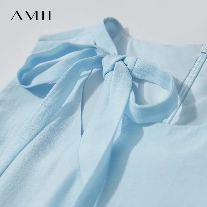 Amii Minimalistisches Berufungskleid für Damen, 2025, Sommer, neue Bürodame, elegante Krawatte, ärmellos, Komfort, Falten, lange Kleider 12542120