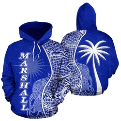 The Republic-of Marshall Islands Map Flag 3D Print Hoodies Marshall Islands Emblem Graphic Hooded Hoody Mens Pullover Sweatshirt