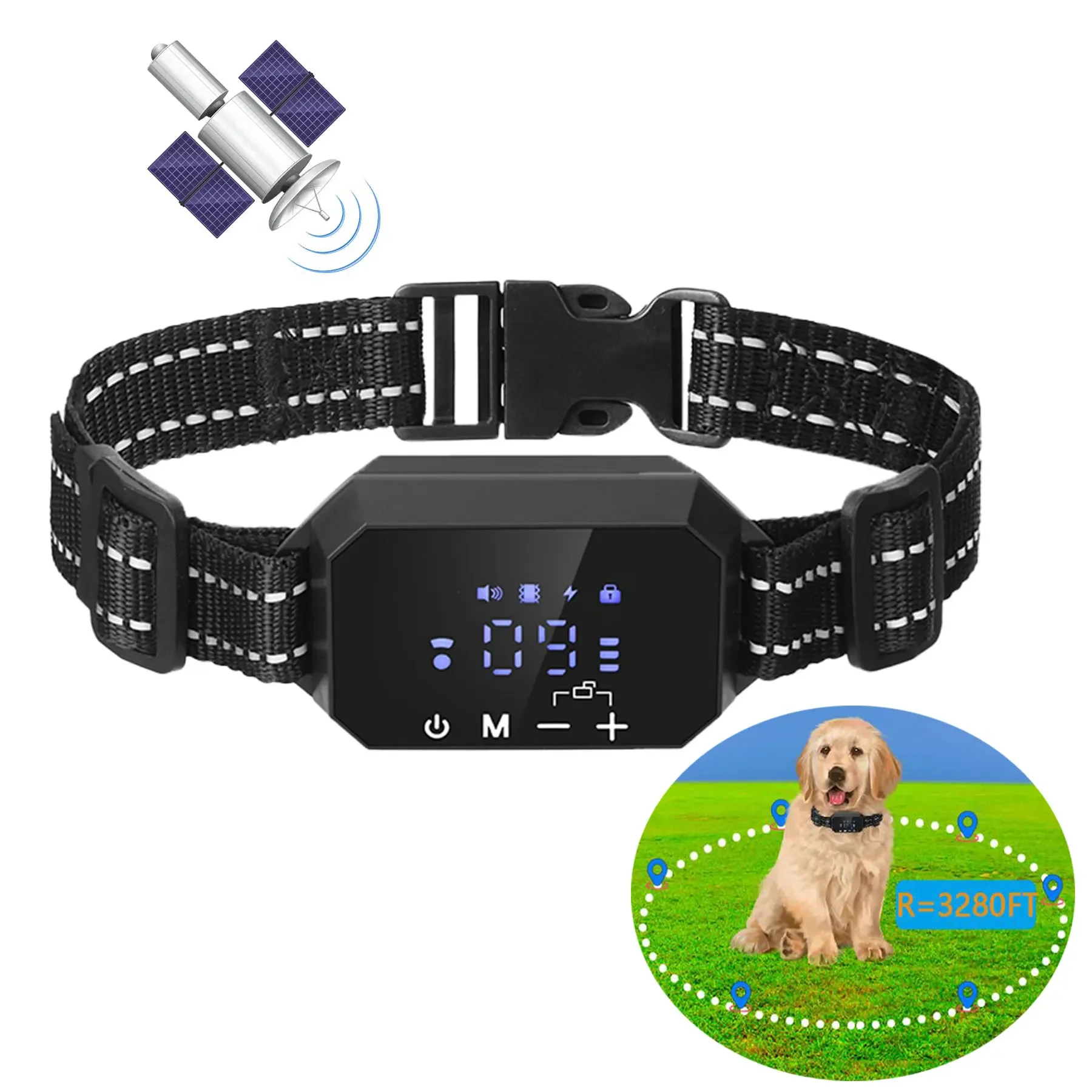 

GPS Wireless Dog Fence Rechargeable Electric Shock Vibrate Fencing Device for dogs training collars Dog Accessories100~3280 Ft