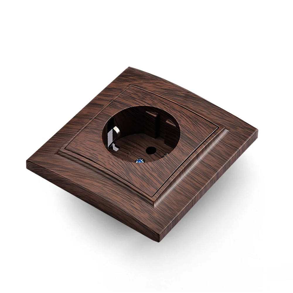 Wood 250V With Ground AC Plugs Socket EU Standard Classic Electrical Outlets Power Sockets Flame Retardant Wall Embedded Socket