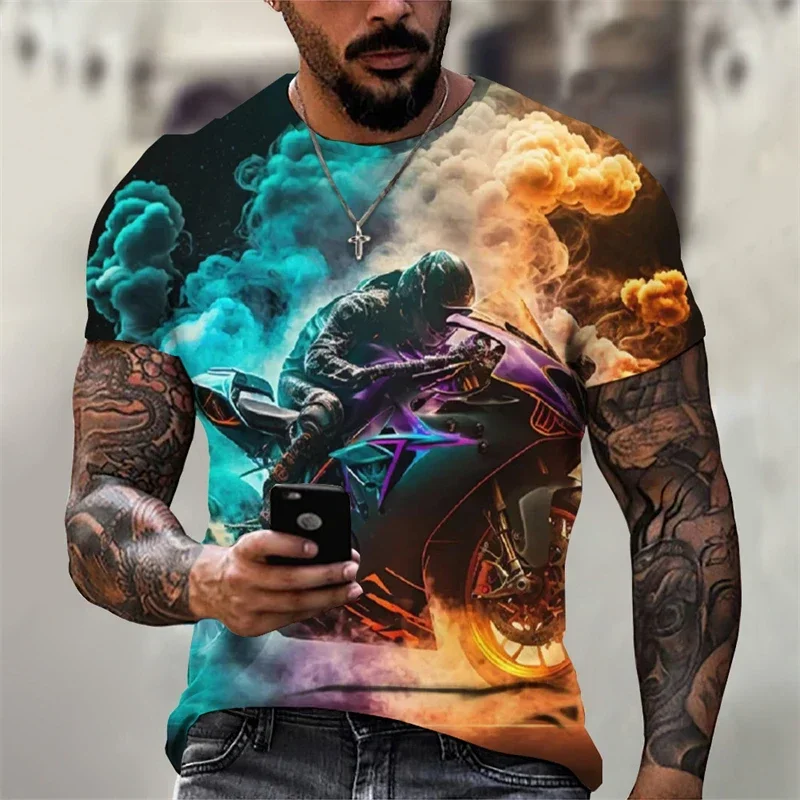 Men's Short Sleeve T-shirt, 3D Printed Digital T-shirt, 2 Patterns, Large Size, Suitable for Outdoor Sports, New Design