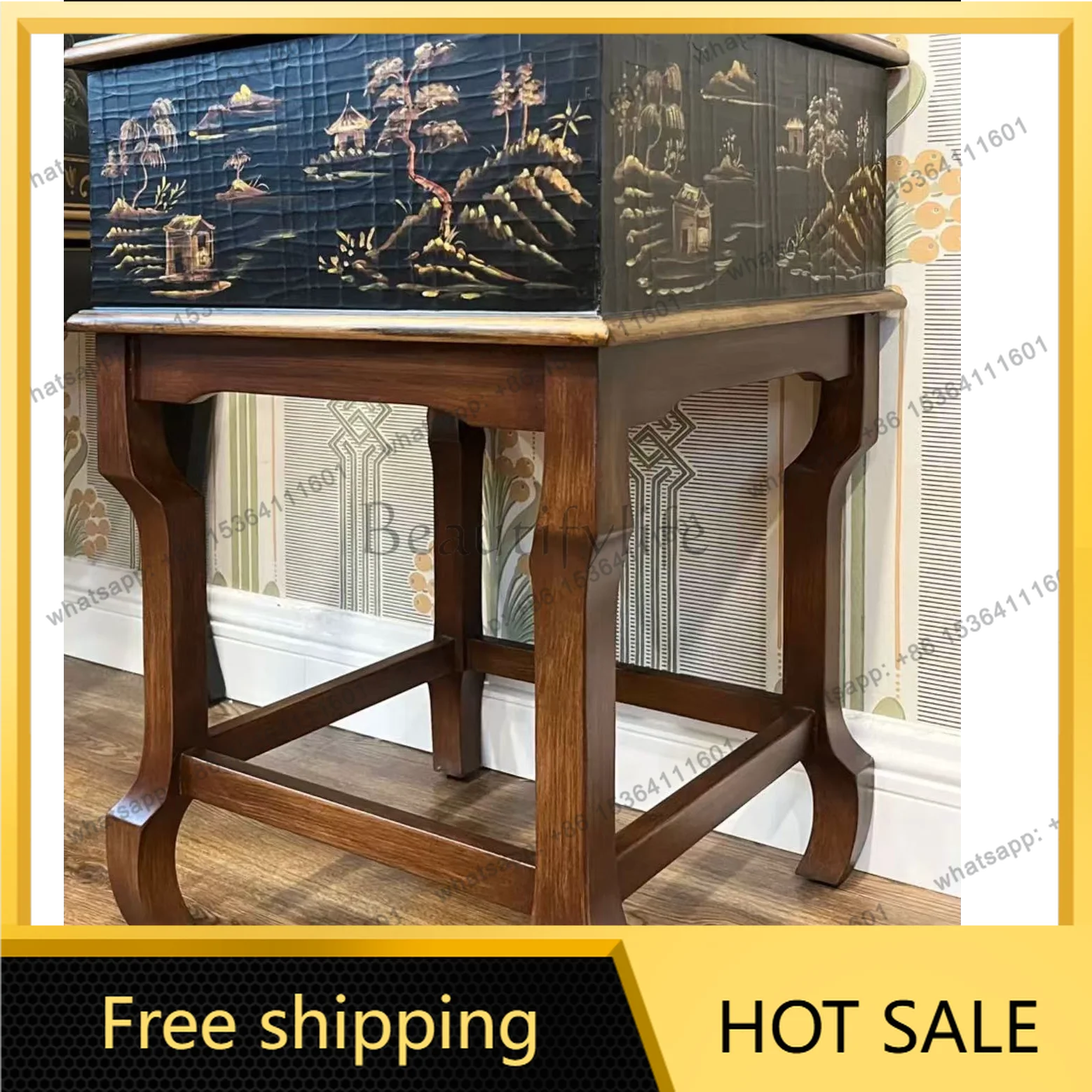 LD light luxury small bridge flowing water square balcony living room coffee table old living room decoration
