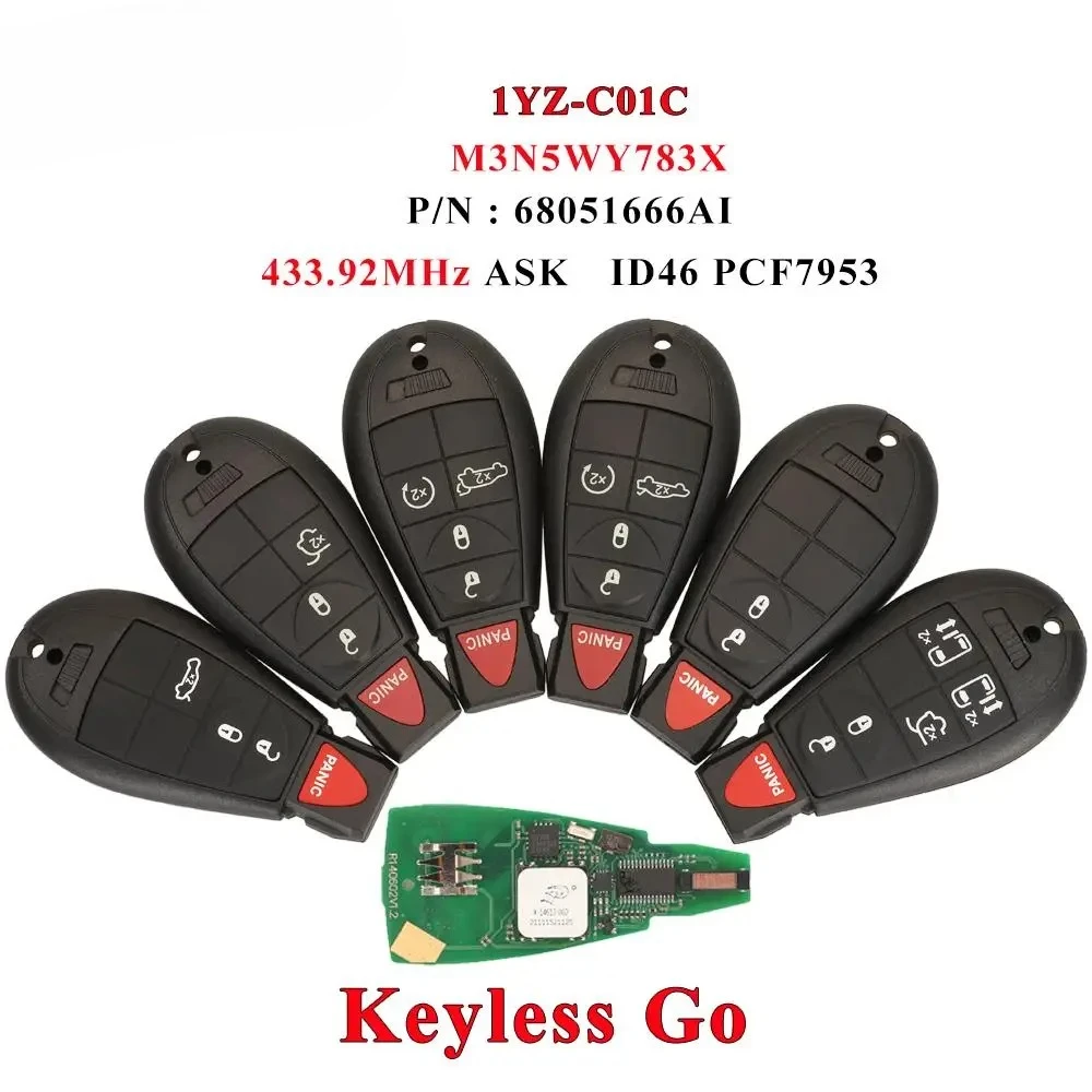 

433 МГц ID46 удаленный автомобильный ключ без ключа для Jeep Grand Cherokee Chrysler Town & Country 300 Dodge Caravan 1YZ-C01C умный ключ