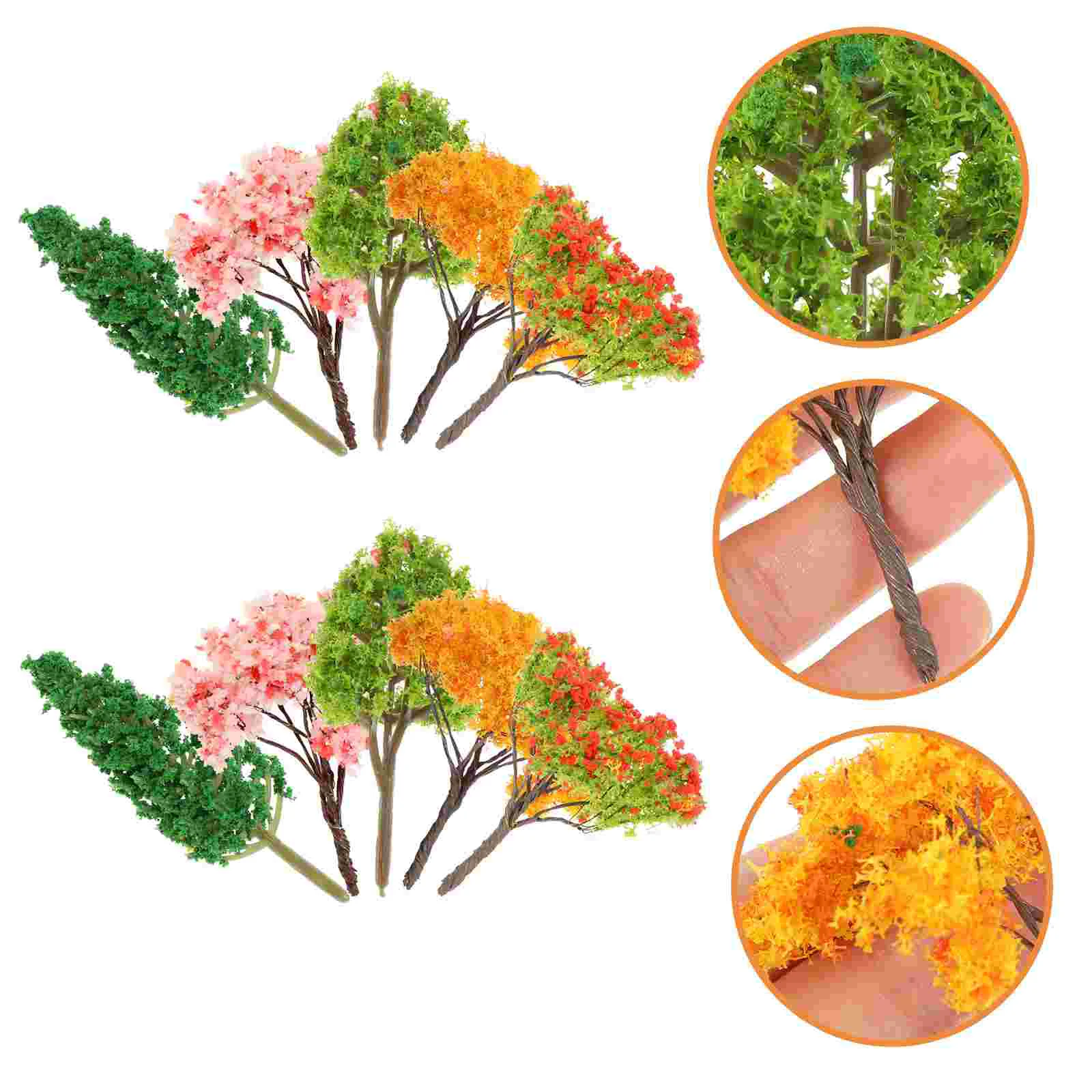 10 Pcs Mini Tree Set Model Plants Small Decoration Faux Indoor Train Trees Landscape Miniature Green Scenery