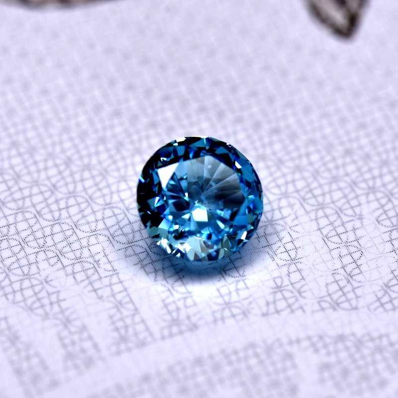 Synthetischer Edelstein, Top Crushed Ice Cut, Kubischer Zirkonia, Runde Form, Aquamarin-Farbe, 4K-Schliff, 5A+ Qualität, für DIY-Schmuckherstellung – Detail 3