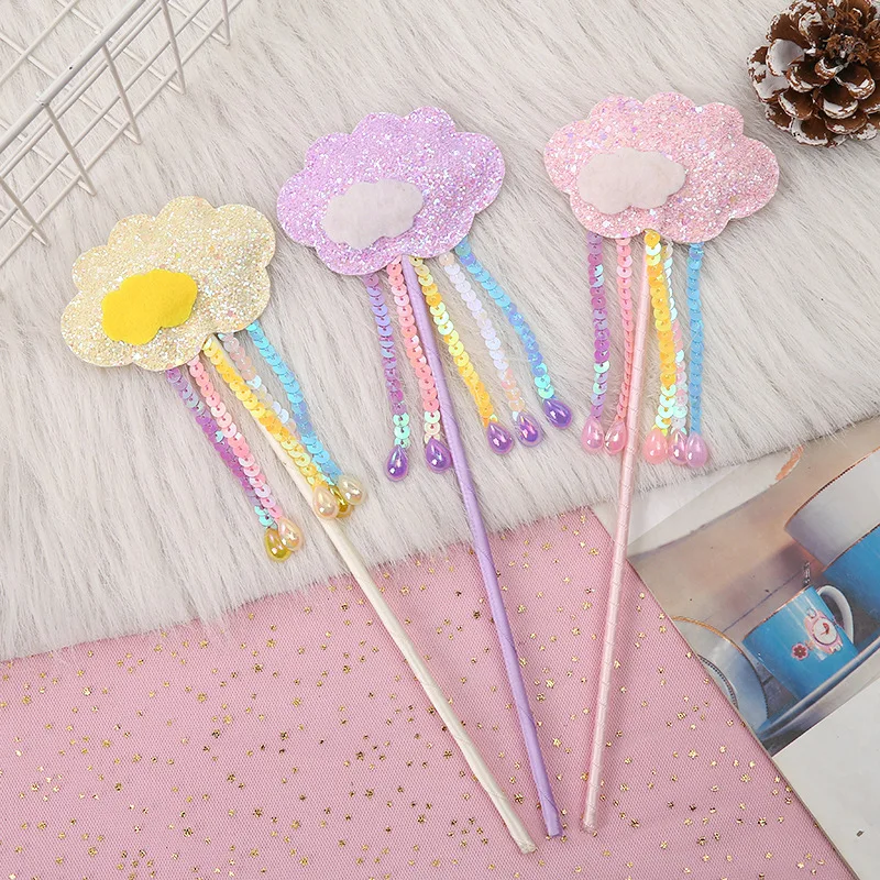 New Children's Colorful Clouds Tassel Fairy Wand Ins Sequins Magic Wand Girl Princess Party Children Performance Cosplay Props