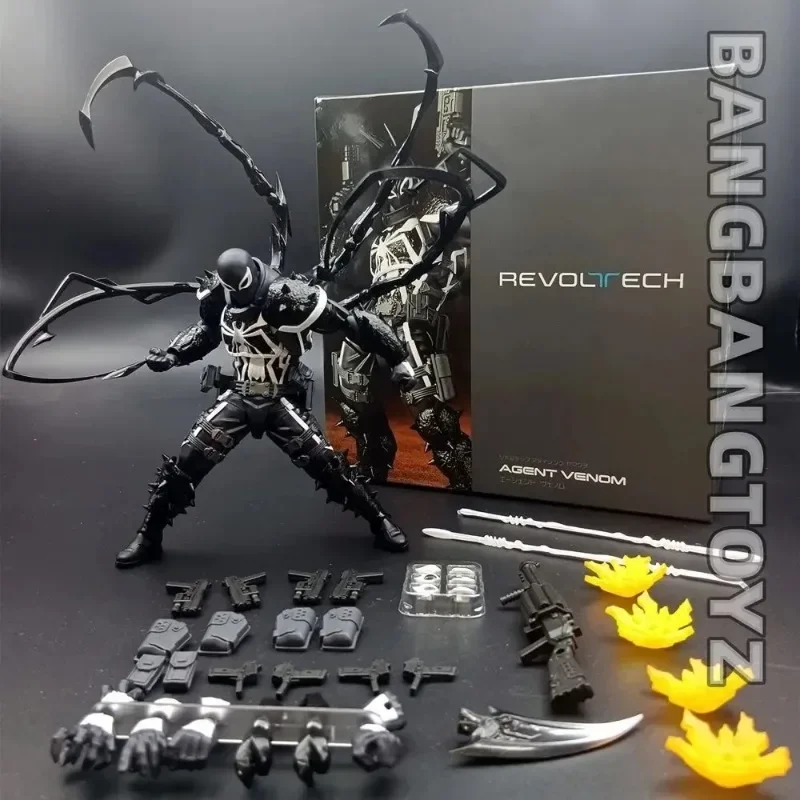 재고 Venom Revoltech 어메이징 야마구치 에이전트, 애니메이션 액션 피규어 모델 컬렉션, 유진 톰슨 Revoltech 장난감 선물