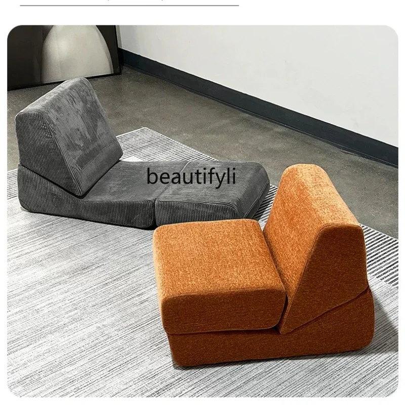 B567 Compressed Single Sofa Tatami Vacuum Roll Velvet Sponge Folding Chair for Living Room Balcony
