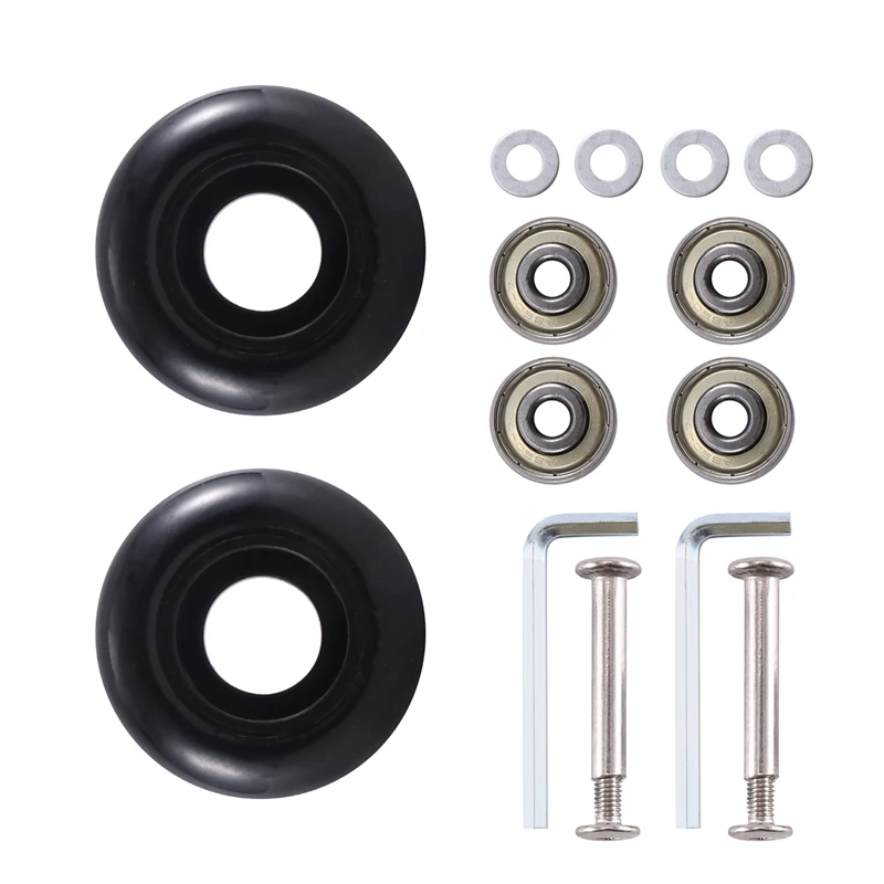 45Mm X 19Mm PU Swivel Luggage Replacement Wheels Caster Wheels With 6Mm Carbon Steel Repair Kit