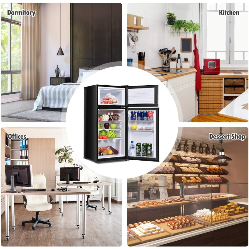 GOFLAME Frigorifero compatto, 3,4 cu. ft. Mini frigorifero con ripiani in vetro rimovibili, termostato regolabile, indipendente