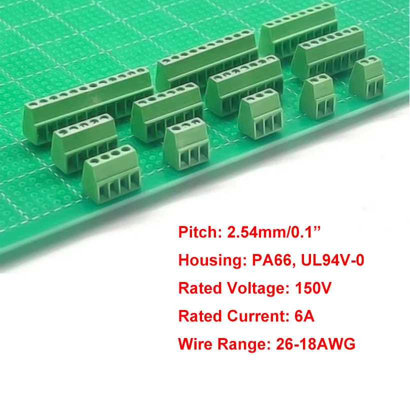 5/10 Piezas KF128 2.54mm 0.1" Paso Mini Bloque de Terminales de Tornillo PCB Conector para Cables 2P 3P 4P 5P 6P 7P 8P 9P 10P 12P 16P Terminal 3