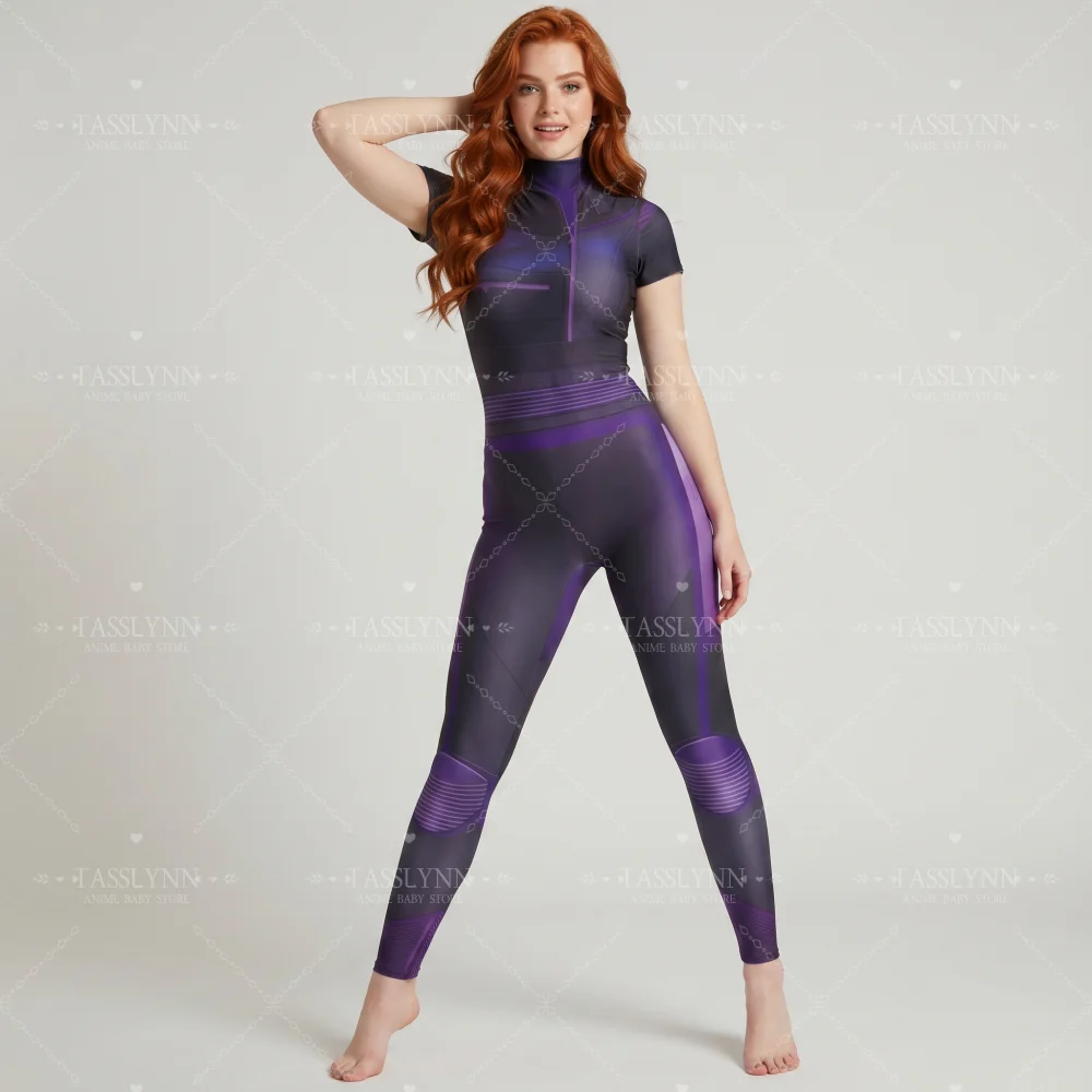 Mal Cosplay Bodysuit Purple Black 3D Armor Texture Short Sleeve Jumpsuit for Women Movie Cosplay for Photo Shoot Mal Bodysuit view 2