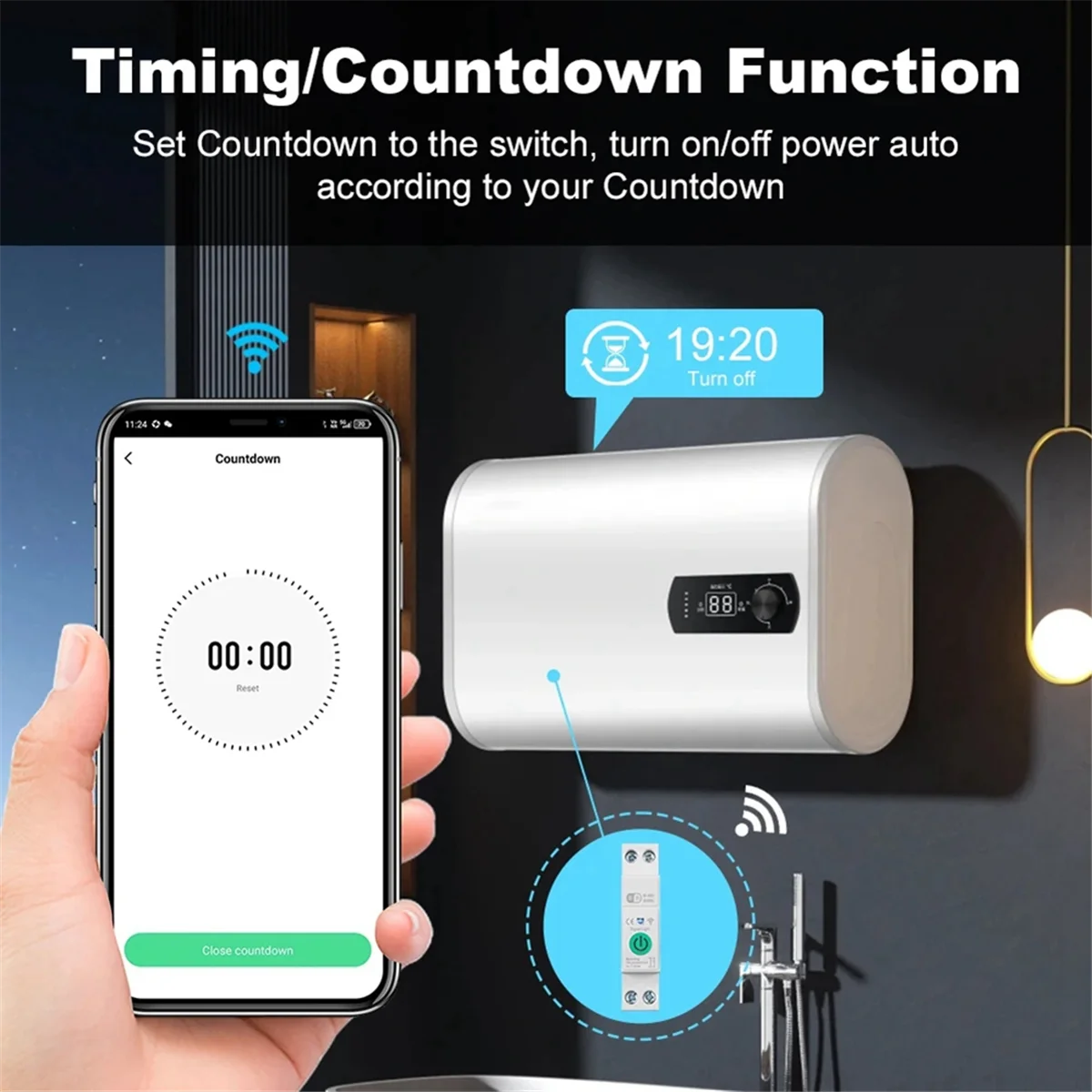 

AA98 Tuya WiFi Smart Circuit Breaker 1P+N 63A Din Rail Switch with Electricity Statistics Remote Voice Control for Home