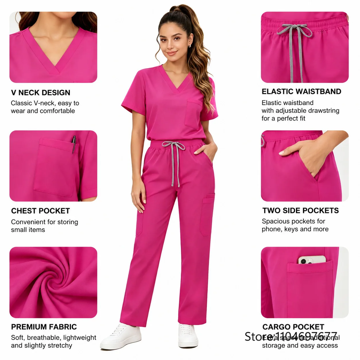 New Unisex Hospital Scrubs Sets Men Medical Uniforms Doctors Nurses Accessories Dental Clinic Salon Workwear Surgical Clothes