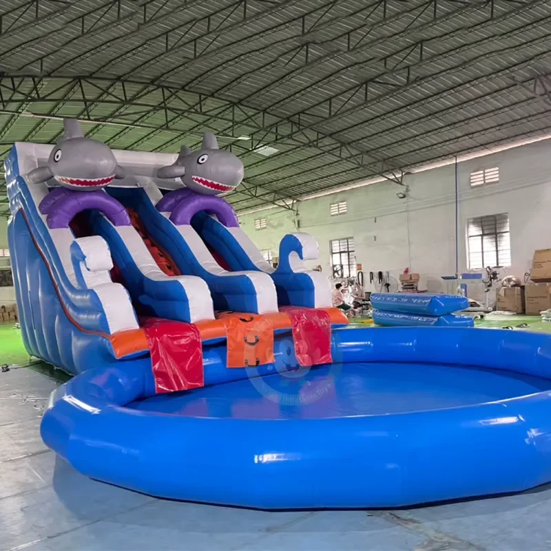 Outdoor Giant Inflatable Water Slide With Extension Slide to Unlock the Thrilling Height With Swimming Pool