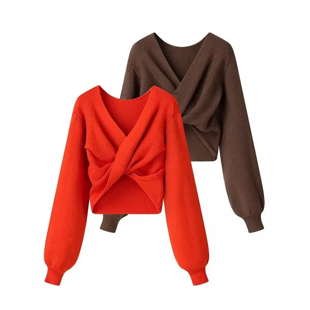 

Women's Knitted Long Sleeve Pullover Sweater Autumn Winter New Temperament Sexy European American Style