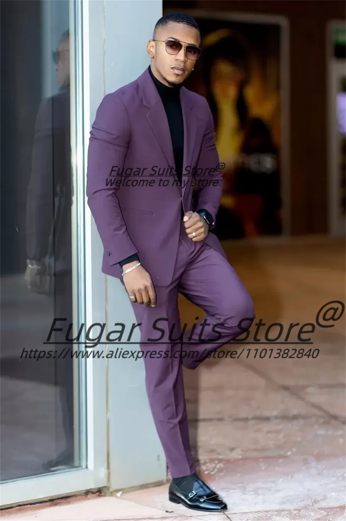 

Formal Meeting High-qublity Men Suits Slim Fit Notched Lapel Groom Tuxedos 2 Pieces Sets Classic Male Blazers Prom Costume Homme