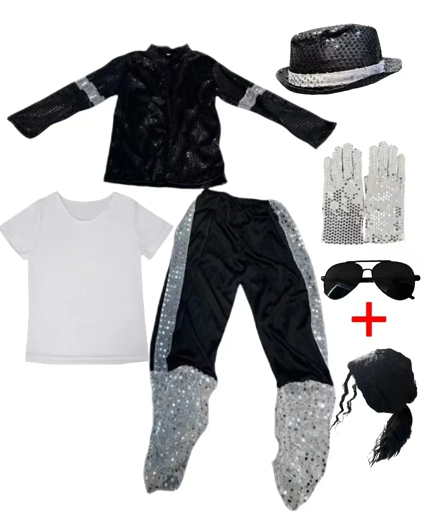 Disfraz de Michael Jackson de los 80 y 90, Estilo Hip Hop, Traje de Cantante Superestrella, para Halloween, Carnaval, Baile, Cosplay y Fiestas