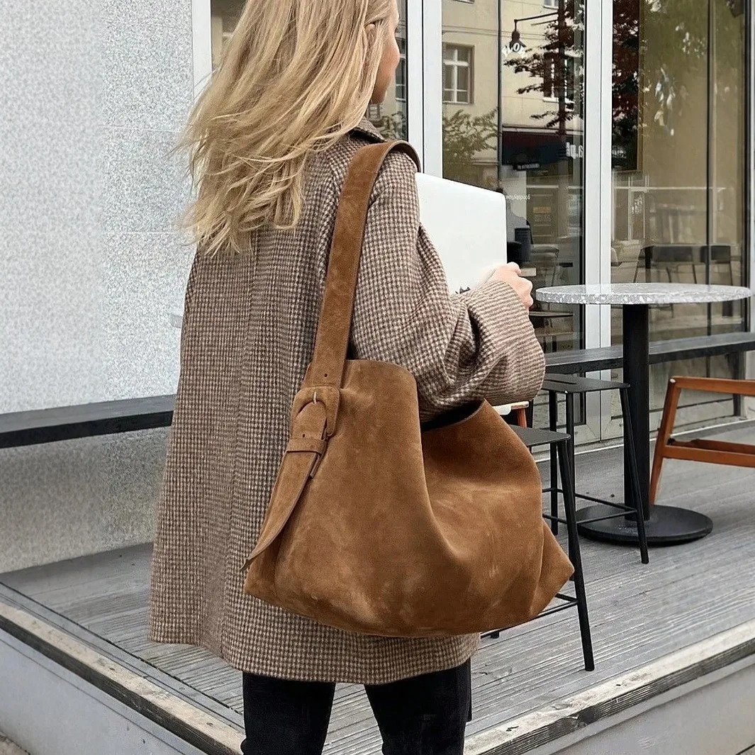 CGCBAG Vintage Lage pojemność damska torba z grubej bawełny jakość skóra nubukowa wiadro damska torba na ramię projektant luksusowe torebki damskie