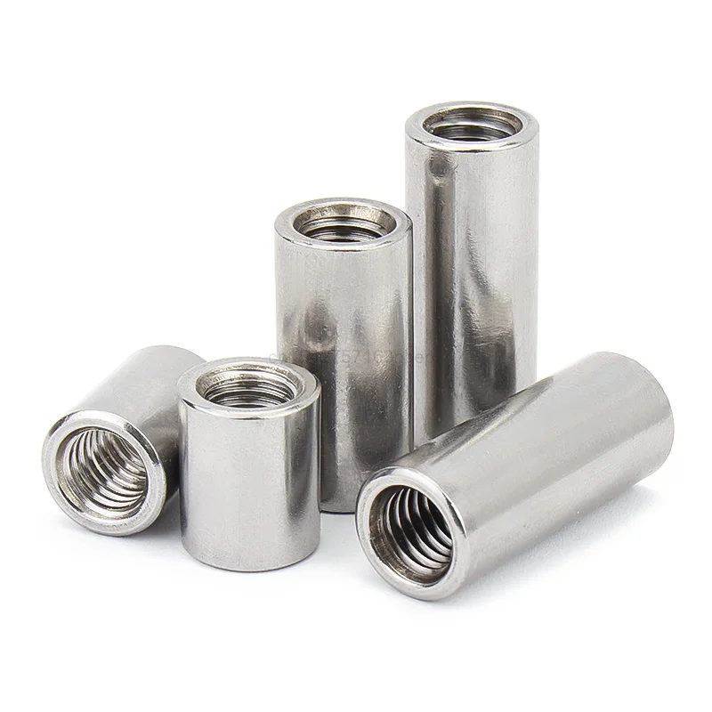 2/10pcs M3 M4 M5 M6 M8 M10 304 Stainless Steel Extend Long Lengthen Round Coupling Nut Connector Joint Sleeve Tubular Nut