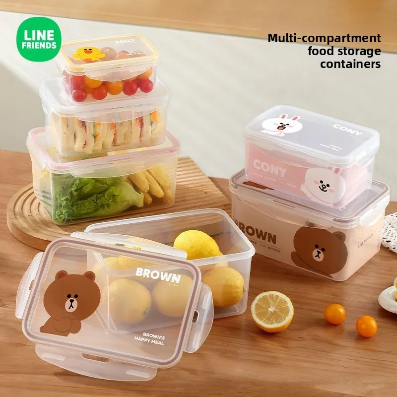 

LINE FRIENDS Brown Cony Sally: милый аниме-бокс для хранения на холодильнике, портативный герметичный контейнер для фруктов и обедов, подарок для кемпинга