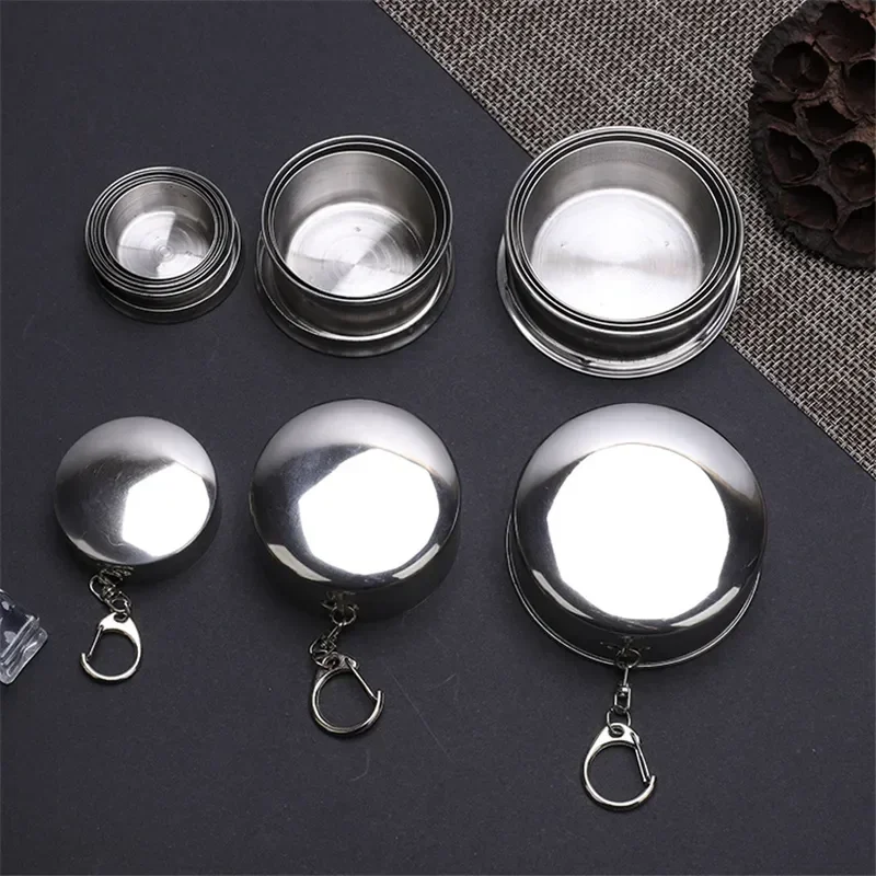 75/150/250ML 304 Stainless Steel Folding Cup Camping Cookware Retractable Cup Teacups Teaware Camp Utensils Tableware Folded Cup