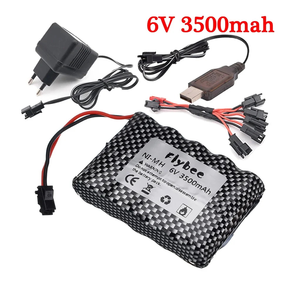 6v 3500mAh Battery and Charger For RC Cars Robots Tanks Gun Boats 6v NiMH Battery AA 3000mah 6v Rechargeable Battery Pack