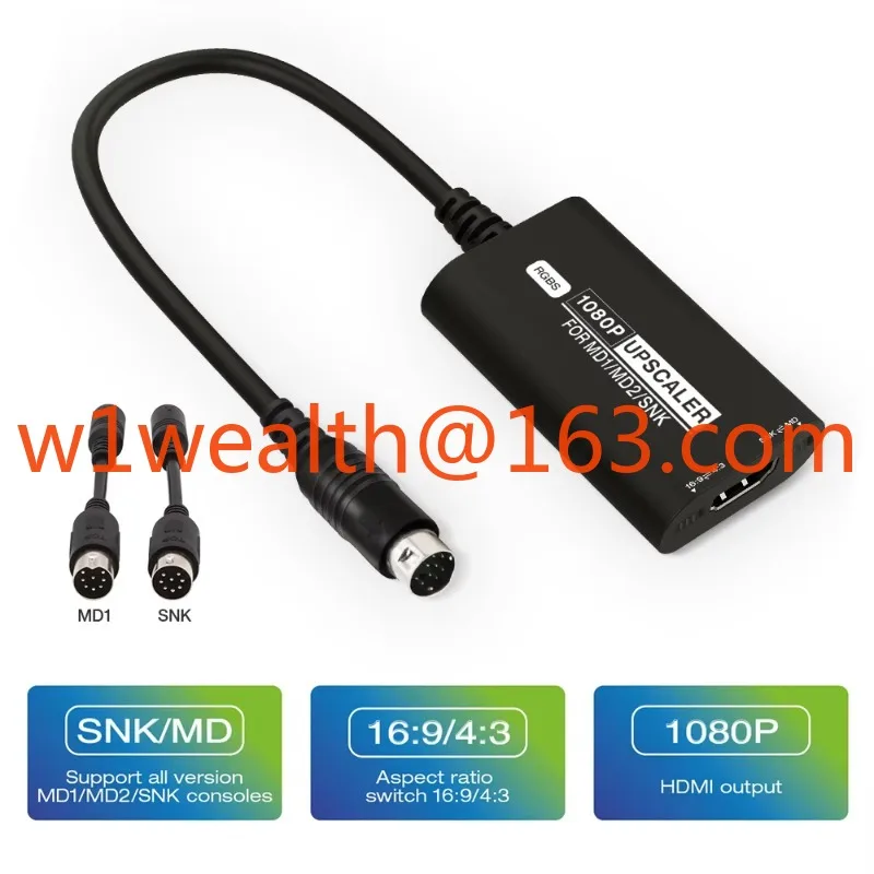 Bitfunx RGBS to 1080p HDMI Compatible Amplifier Adapter HDMI for SE-GA Mega Drive Genesis 1/2 SNK NEO GEO Retro Game Console