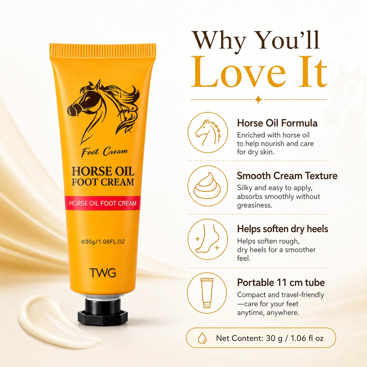 Horse Oil Foot Cream Moisturizing Ointment for Dry Cracked Heels view 6