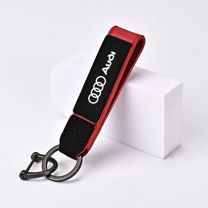 Suede Key Ring Sport Car Keychain Custom Gift With Emblem For Audi A1 A2 A3 A4 A5 A6 A7 A8 Q1 Q2 Q3 Q4 Q5 Q6 Q7 Q8 TT S5 B8