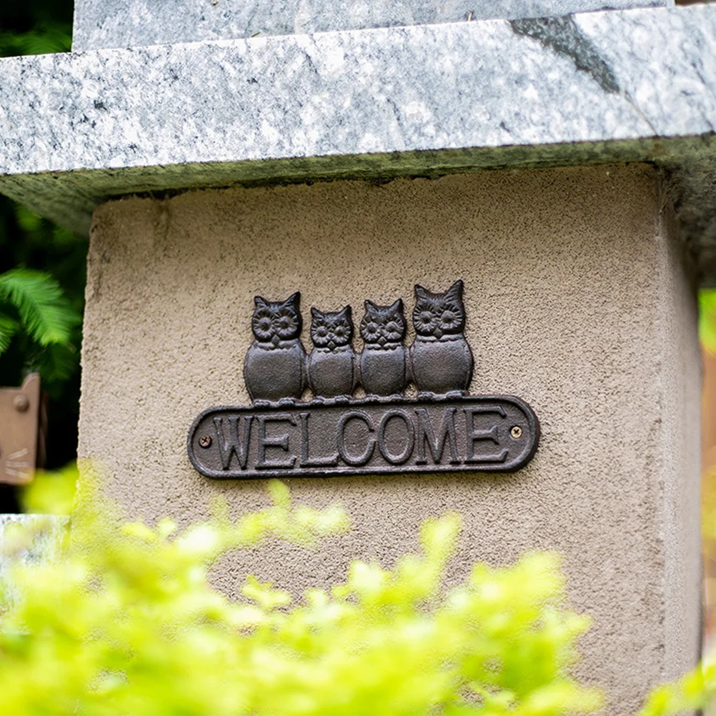 

Owl Welcome Door Sign Cast Iron Durable Hanging Decoration Outdoor Front Porch Welcome Sign Cast Iron Door Pendant