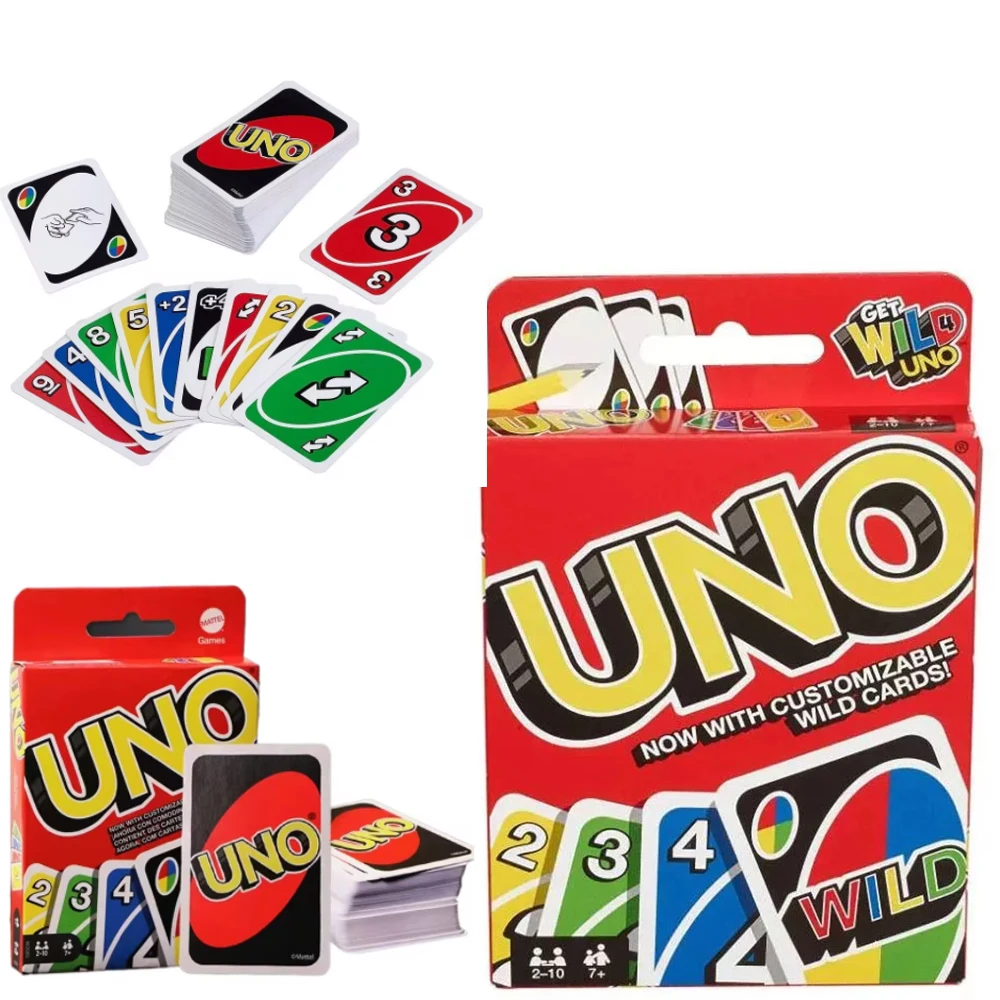 UNO Solitaire Classic Mattel Standard Edition Family Party Super Fun Hot Desktop Puzzle Game Multiplayer Playing Cards Wholesale