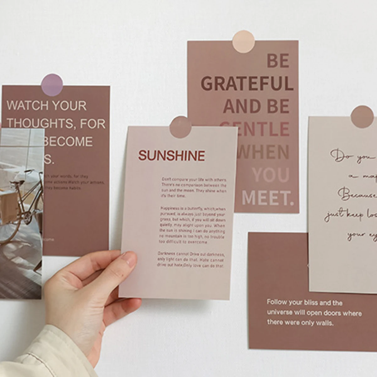 30枚のラッキーライフテーマポストカード、花のアルファベット要素、壁装飾材料、リビングルーム、教室（ステッカー48枚付き）