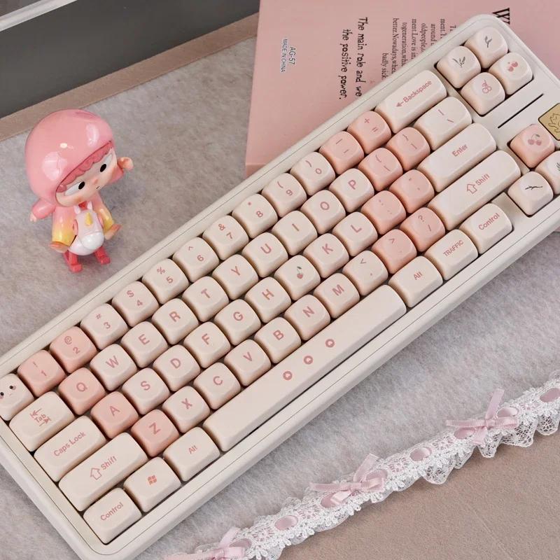 Moa Cherry Keycap Pink PBT Hot Sublimation Custom Personalized Mechanical Keyboard Cap 68/75/87/108 Miles From