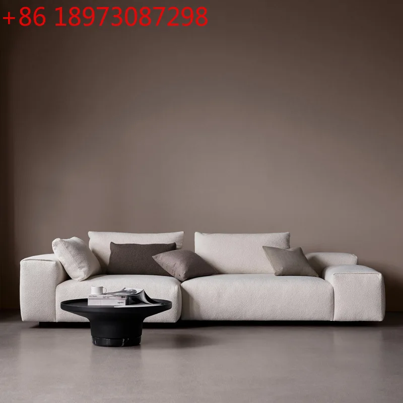 

Italian minimalist fabric sofa corner Nordic light luxury lamb wool wabi-sabi furniture