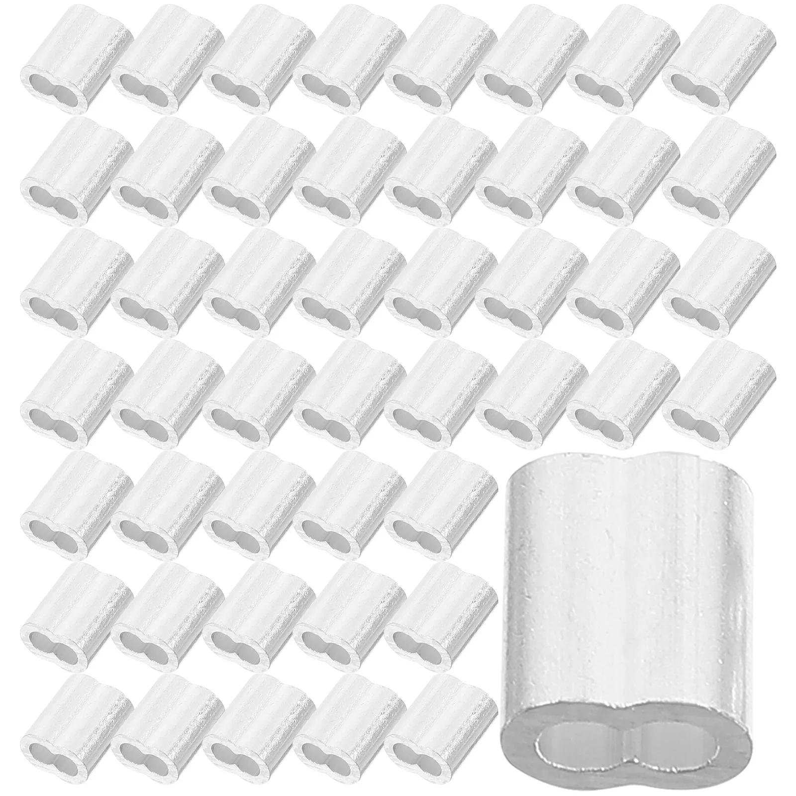 

200pcs Steel Wire Rope Aluminum Crimping Sleeves Double Hole Clips for 2mm Diameter Cable Anti Corrosion