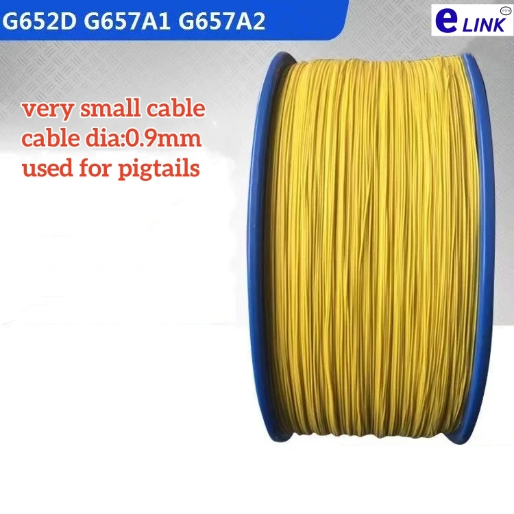 

fiber optic cable 1000mtr 0.9mm tighted G652D G657A 9/125um SM yellow for fiber pigtails ftth Singlemode wire 1km/roll ELINK
