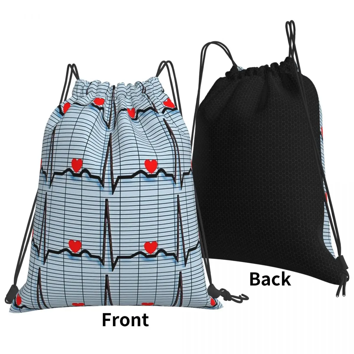 EKG Cardiac Rhythm Strips Backpacks Portable Drawstring Bags Sundries Bag Book Bags for Man Woman School